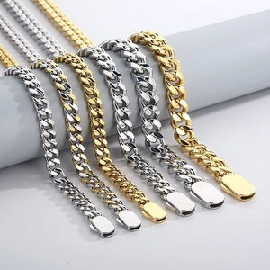 Polished titanium steel Cuban link necklaces for men in gold and silver finishes