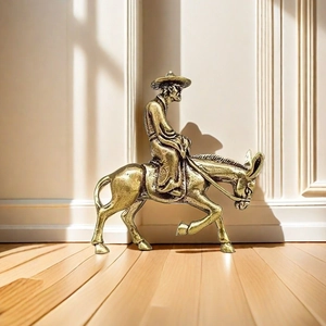 Figurine Miniature Sage Chinois Statue Alliage Laiton Vintage Décoration Paysage Aquarium Zen Ornement Bureau Savant