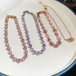 Flower Zircon Artificial Pearl Bracelet Copper Cubic Zirconia Inlaid Sweet Korean Style Elegant Light Luxury Jewelry For Women