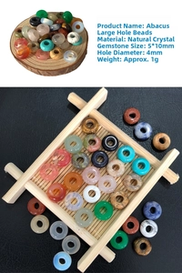 Dettaglio di perle a forma di abaco in cristallo naturale con foro grande da 4mm per DIY
