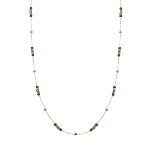 Vintage beaded necklace with turquoise-style glass and gold-tone titanium accents