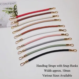 DIY replacement 10mm faux leather handbag straps in 10 colors with gold metal hooks