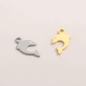 Dolphin Pendant Charms Stainless Steel DIY Jewelry Making Accessories Minimalist Cartoon Animal Fashion Style