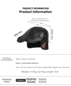 Tabella taglie per cappello in pelle PU con fodera in pile e paraorecchie pieghevoli