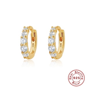 Luxury S925 sterling silver hoop earrings with sparkling cubic zirconia crystals