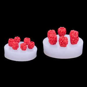 3D raspberry silicone mold with 6 small and 5 large cavities for DIY cake decorating