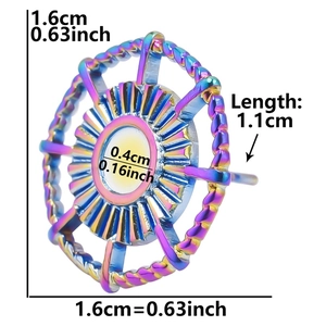Rainbow wheel earring dimensions with 1.6cm outer diameter and 1.1cm pin length