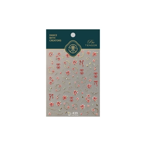 French style nail art stickers TL439 featuring red floral patterns and gold bow designs