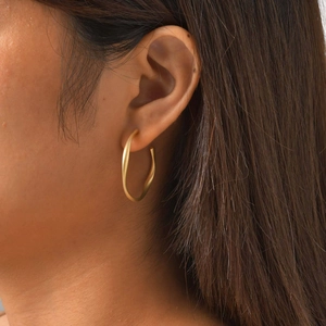 Twisted C-Shaped Hoop Earrings For Women Matte Gold Plated Stainless Steel Geometric Vintage Minimalist Jewelry Gift