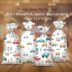 Cartoon Car Animal Pattern OPP Plastic Treat Bags For Candy Cookies Birthday Party Favor Gift Packaging With Twist Ties