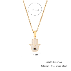 Detailed size specifications for gold stainless steel Hamsa eye pendant necklace
