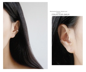 Detailed macro view showing the S925 sterling silver multilayer chic ear cuff design