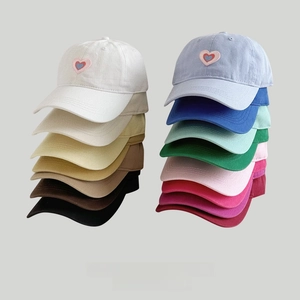 Classic cotton baseball cap with heart embroidery in multiple colors and a washed finish