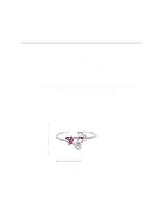 Detail of silver butterfly cuff bracelet featuring pink zircon and white shell wings