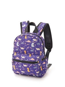 Lila Kinderrucksack mit 3D-Dino-Print und atmungsaktiven Netz-Schultergurten