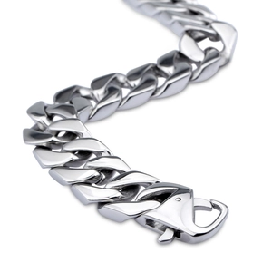 Minimalist silver titanium steel Cuban chain bracelet for men with polished finish