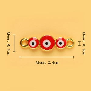 Golden alloy devil eye connector charm for DIY jewelry making 2.4cm by 0.7cm size