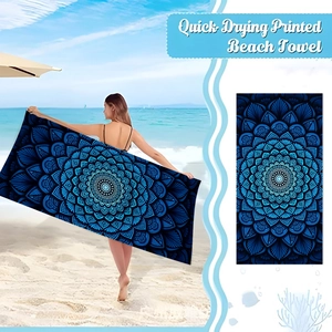 Microfiber Beach Towel Quick Drying Mandala Printed Bohemian Style Lightweight Absorbent For Travel Swimming Outdoor