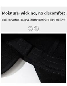 Detail of the widened breathable sweatband inside the black winter baseball cap