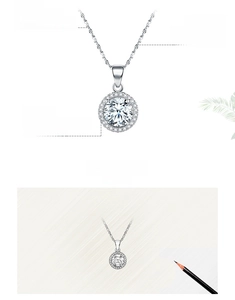 Close-up of S925 sterling silver halo pendant featuring hand-set 5A cubic zirconia stones