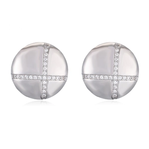 Elegant 18K silver plated cross earrings with sparkling cubic zirconia for women
