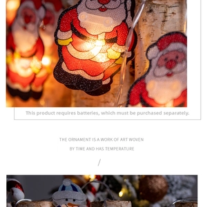Macro de guirlande de Noël à piles avec motifs de Père Noël et bonshommes de neige à LED