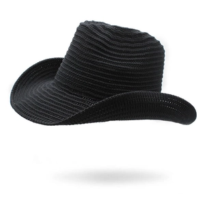 Knit Woven Cowboy Hat Wide Brim Western Fedora Jazz Cap Breathable Sun Protection Outdoor Beach For Men Women