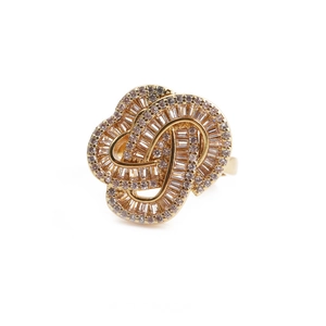 Bague cœur exagérée plaquée or 18 carats pour femme ornée de cristaux de zircone pavés