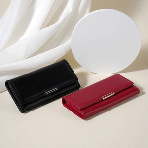 Women Long Wallet PU Leather Tri Fold Large Capacity Multi Card Slots Fashion Simple Clutch Purse