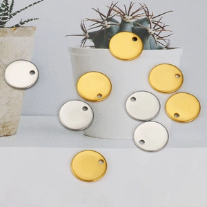 Polished stainless steel round disc pendants in gold and silver for DIY jewelry making