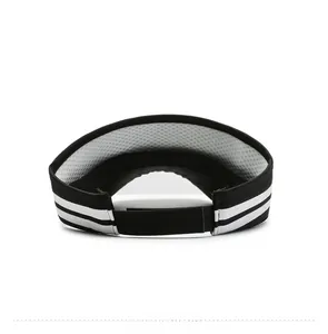 Detail view of the breathable mesh lining and adjustable velcro strap on the sun visor hat
