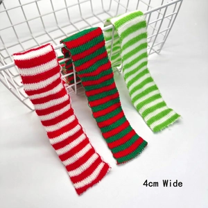Mini Christmas knitted scarves in red, green and white stripes, width 4cm for plush toys