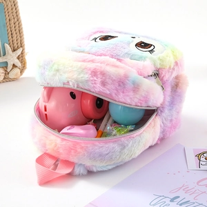 Gradient plush unicorn backpack featuring large capacity storage and soft pastel textures