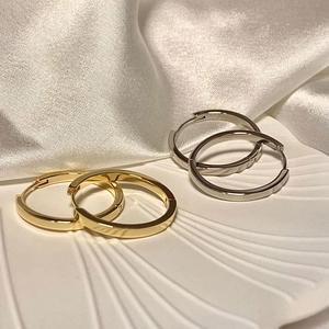 S925 Sterling Silver French Minimalist Hoop Earrings For Women Trendy High Polish Round Ear Buckle Gold Silver Daily Jewelry Gift