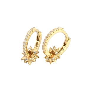 Elegant gold star drop earrings with sparkling zircon crystals in a luxury hoop design