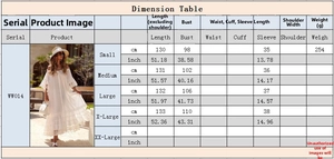 Size chart for summer solid loose midi dress showing measurements in cm and inches