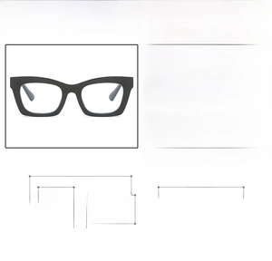 Detailed size specifications for rectangular blue light blocking PC frame glasses