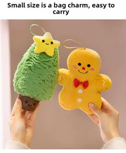Mini Christmas tree and gingerbread man plush bag charms with convenient hanging loops