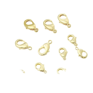 Polished 18K gold-plated lobster claw clasps for DIY jewelry necklaces and bracelets