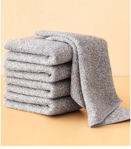 Close-up of soft grey charcoal fiber cleaning cloths with high absorption texture