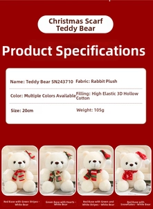 Détails de l'ours de Noël 20cm avec rembourrage en coton 3D et fourrure de lapin synthétique