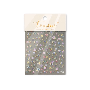 Embossed floral nail art stickers with colorful dried flower designs, model TO-5100