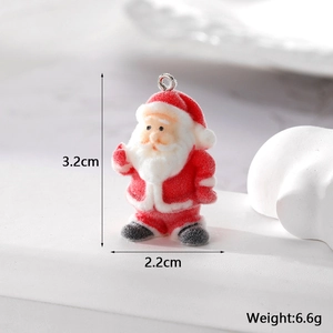 Flocked Santa Claus pendant for DIY jewelry making with dimensions 3.2cm x 2.2cm and 6.6g weight