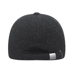 Men's wool baseball cap back view with adjustable silver buckle for winter warmth