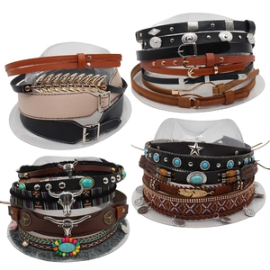 Vintage Ethnic Bohemian Hat Band Western Cowboy Hat Belt PU Leather Decorative Hat Accessory For Men Women Straw Fedora Hats
