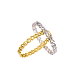Elegant gold and silver stainless steel openwork heart bracelet with minimalist hollow design