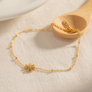 Minimalist gold S925 sterling silver lily of the valley bracelet with small diamonds