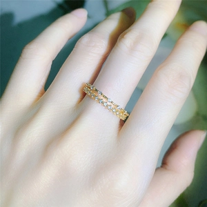 Japanese style gold plated stackable rings set with cubic zirconia for weddings