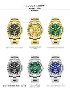 Yolako men's business watches in gold and silver steel bands with multi-color dial options