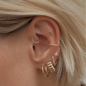 Vintage 18K gold plated stainless steel earring set with lightning and crystal charms